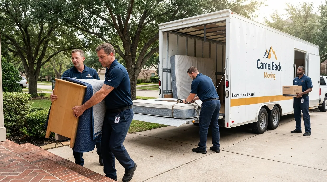 Crew loading residential truck for cross-state move from Pensacola, FL